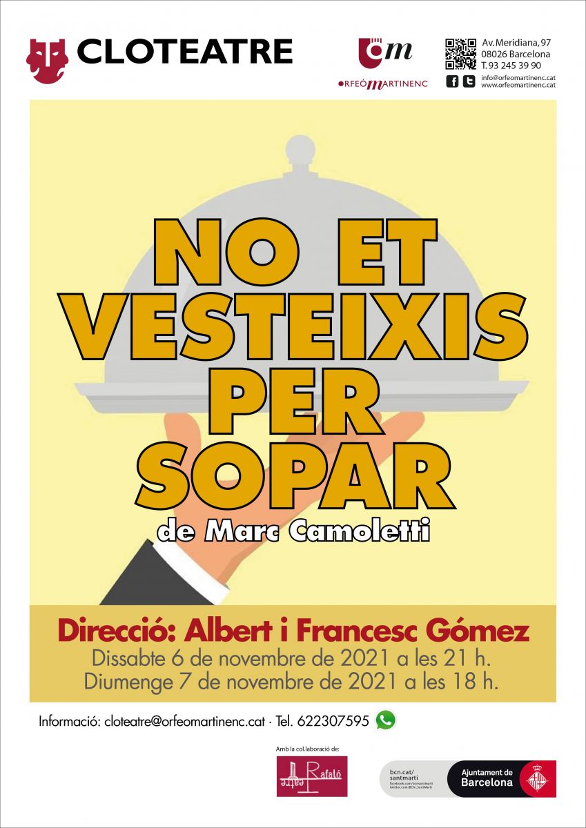 Teatre NO ET VESTEIXIS PER SOPAR de Marc Camoletti